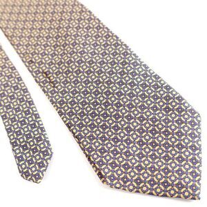 Brooks Brothers Makers Yellow Blue Geometric Short Print Silk Tie‎